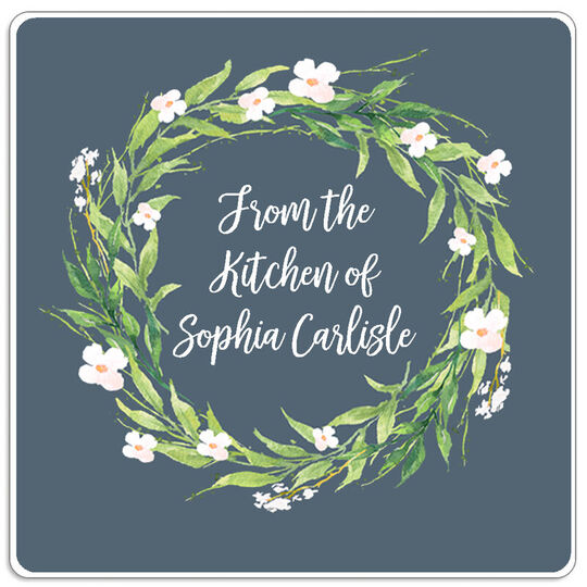 Spring Wreath Square Gift Stickers in a Jar